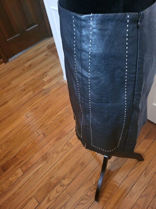 Altar'd State Black Faux Leather Mini Skirt L Festival Biker Punk Minimalist - Picture 3 of 7